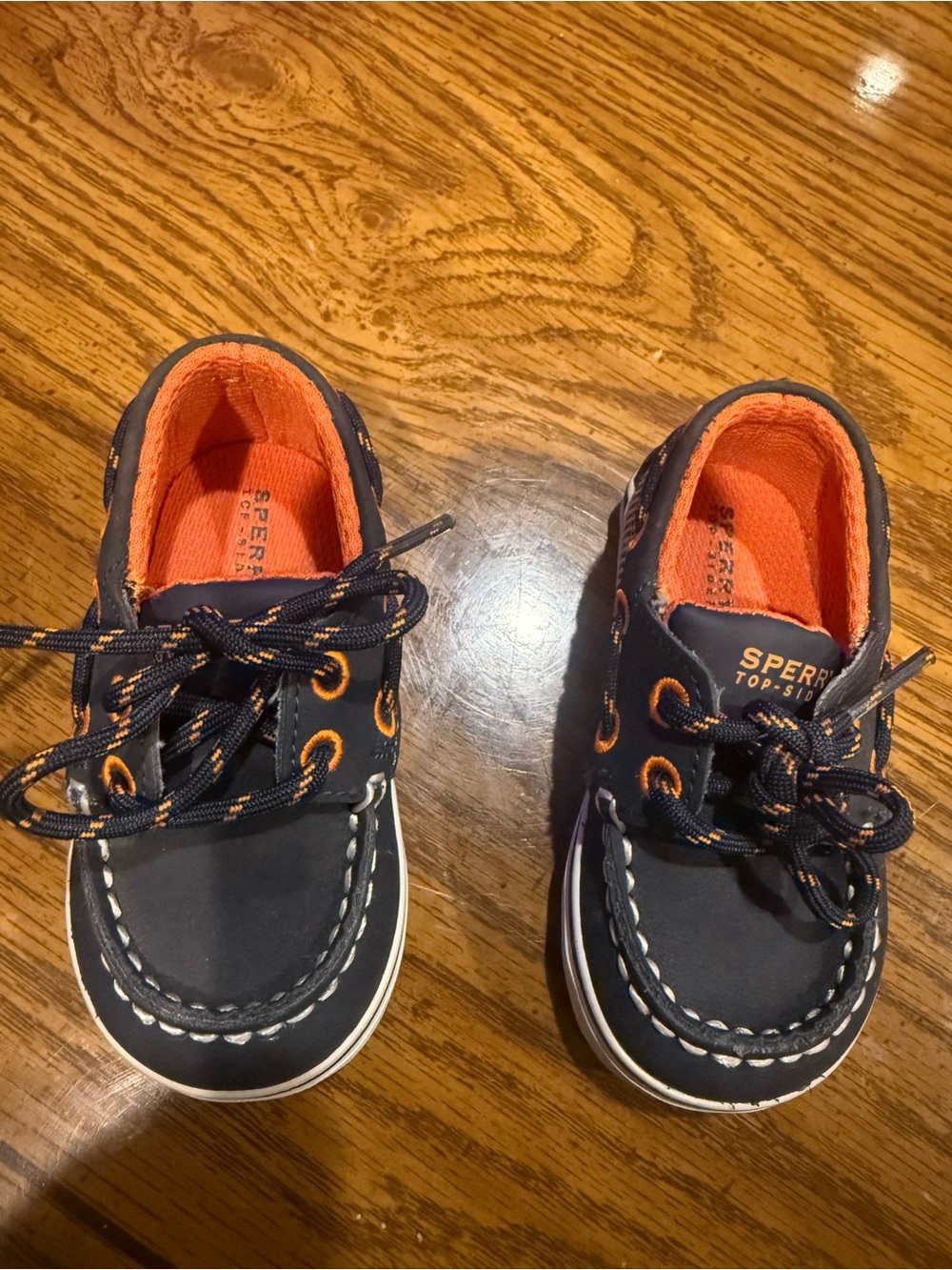 Sperry Kids Navy and Orange Boat Shoes